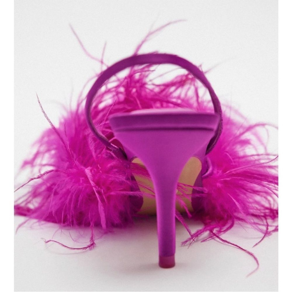 ❤️‍🔥Zara feathered fabric heeled shoes 038/42 - Picture 12 of 16